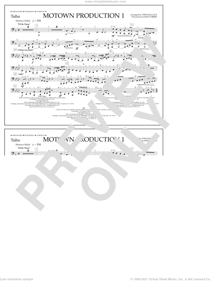 Motown Production 1(arr. Tom Wallace) sheet music for marching band (tuba) by Jackson 5, Tom Wallace and Michael Jackson, intermediate skill level