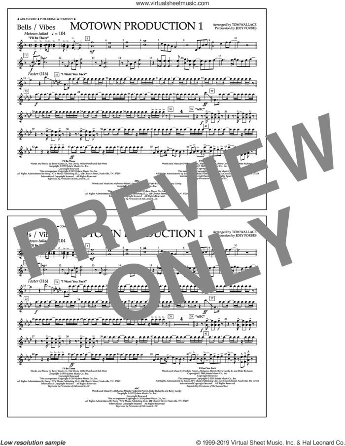 Motown Production 1(arr. Tom Wallace) sheet music for marching band (bells/vibes) by Jackson 5, Tom Wallace and Michael Jackson, intermediate skill level