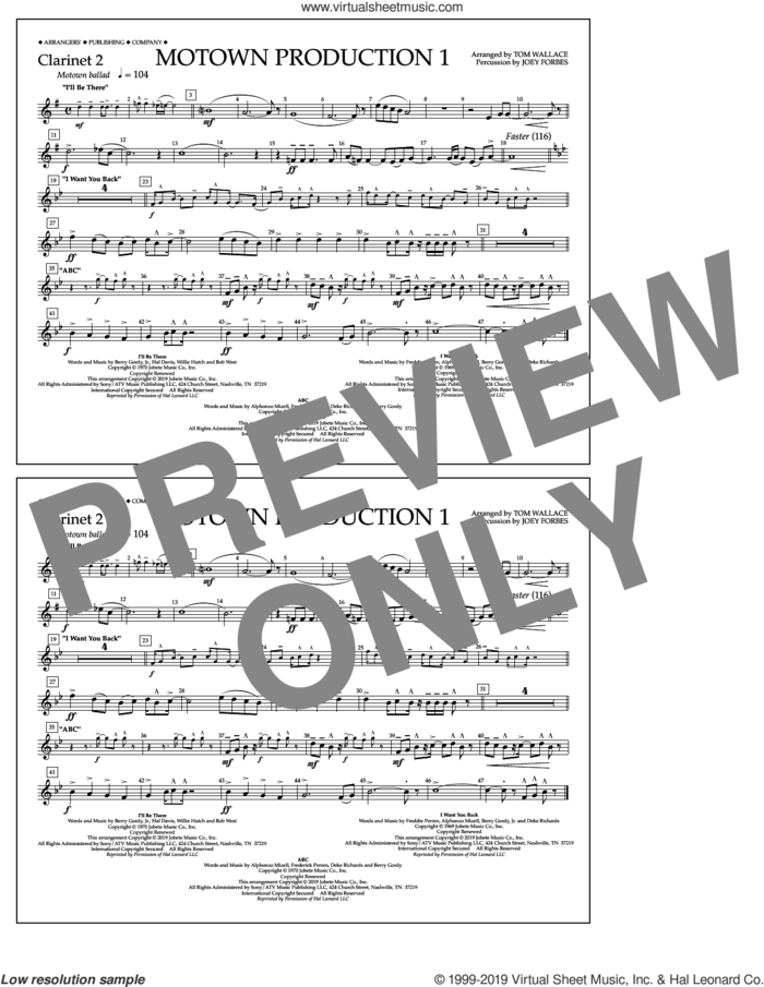 Motown Production 1(arr. Tom Wallace) sheet music for marching band (clarinet 2) by Jackson 5, Tom Wallace and Michael Jackson, intermediate skill level
