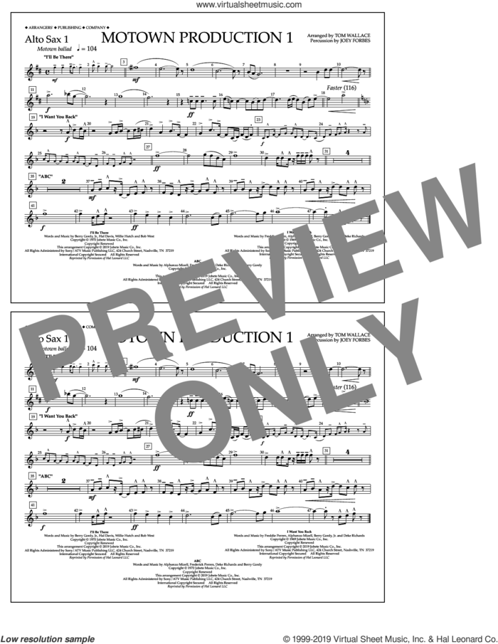 Motown Production 1(arr. Tom Wallace) sheet music for marching band (alto sax 1) by Jackson 5, Tom Wallace and Michael Jackson, intermediate skill level