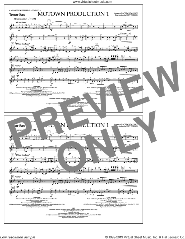 Motown Production 1(arr. Tom Wallace) sheet music for marching band (tenor sax) by Jackson 5, Tom Wallace and Michael Jackson, intermediate skill level