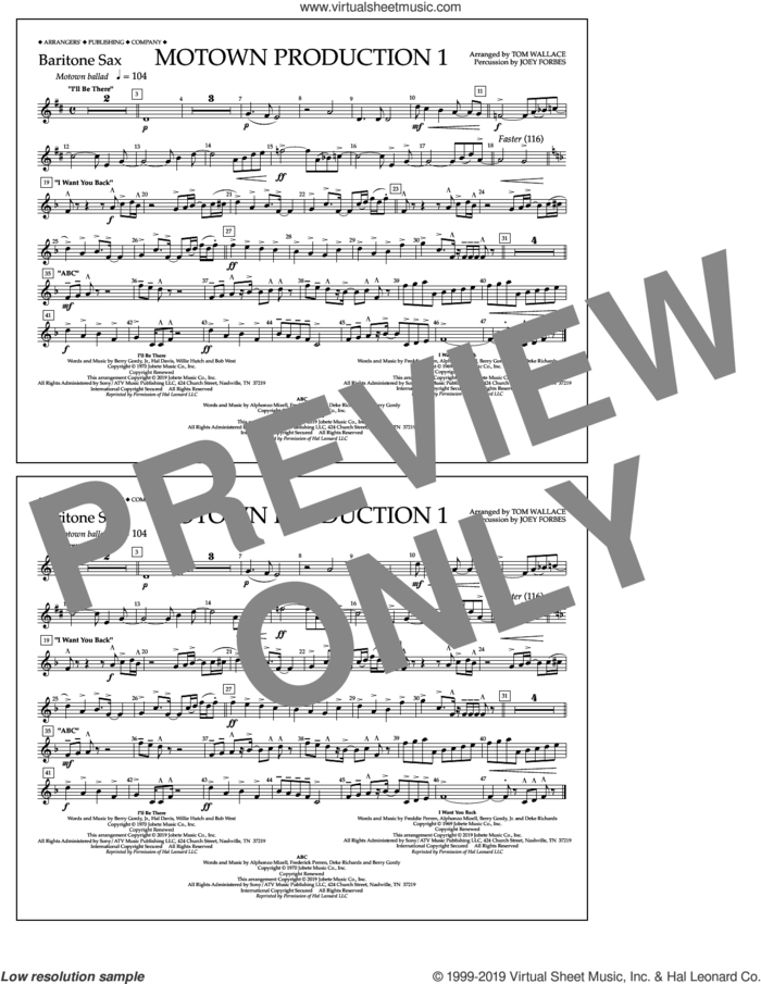 Motown Production 1(arr. Tom Wallace) sheet music for marching band (baritone sax) by Jackson 5, Tom Wallace and Michael Jackson, intermediate skill level