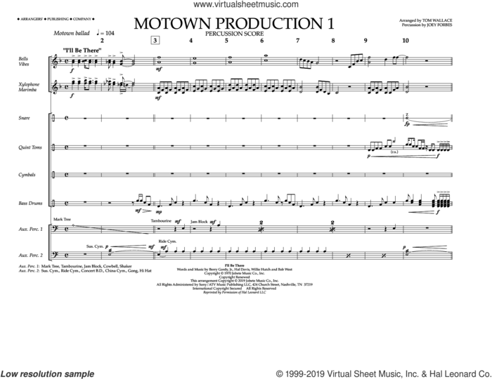 Motown Production 1(arr. Tom Wallace) sheet music for marching band (percussion score) by Jackson 5, Tom Wallace and Michael Jackson, intermediate skill level