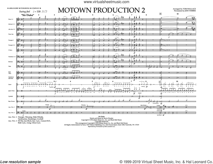 Motown Production 2 (arr. Tom Wallace) (COMPLETE) sheet music for marching band by Stevie Wonder and Tom Wallace, intermediate skill level