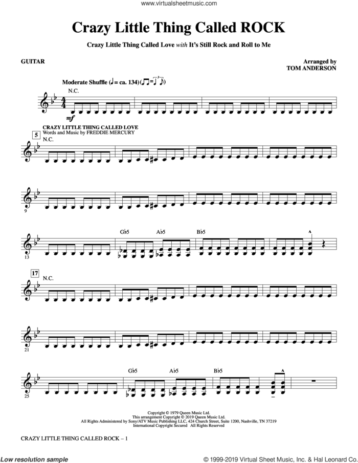 Crazy Little Thing Called ROCK (arr. Tom Anderson) (complete set of parts) sheet music for orchestra/band by Queen, Freddie Mercury, Queen & Billy Joel and Tom Anderson, intermediate skill level