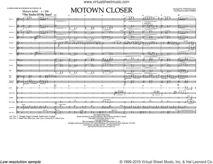 Motown Closer (arr. Tom Wallace) (COMPLETE) sheet music for marching band by Linda Ronstadt, Marvin Tarplin, The Miracles, Tom Wallace and Warren Moore, intermediate skill level