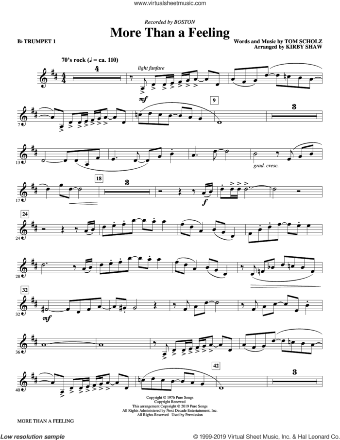 More Than a Feeling (arr. Kirby Shaw) (complete set of parts) sheet music for orchestra/band by Kirby Shaw, Boston and Tom Scholz, intermediate skill level