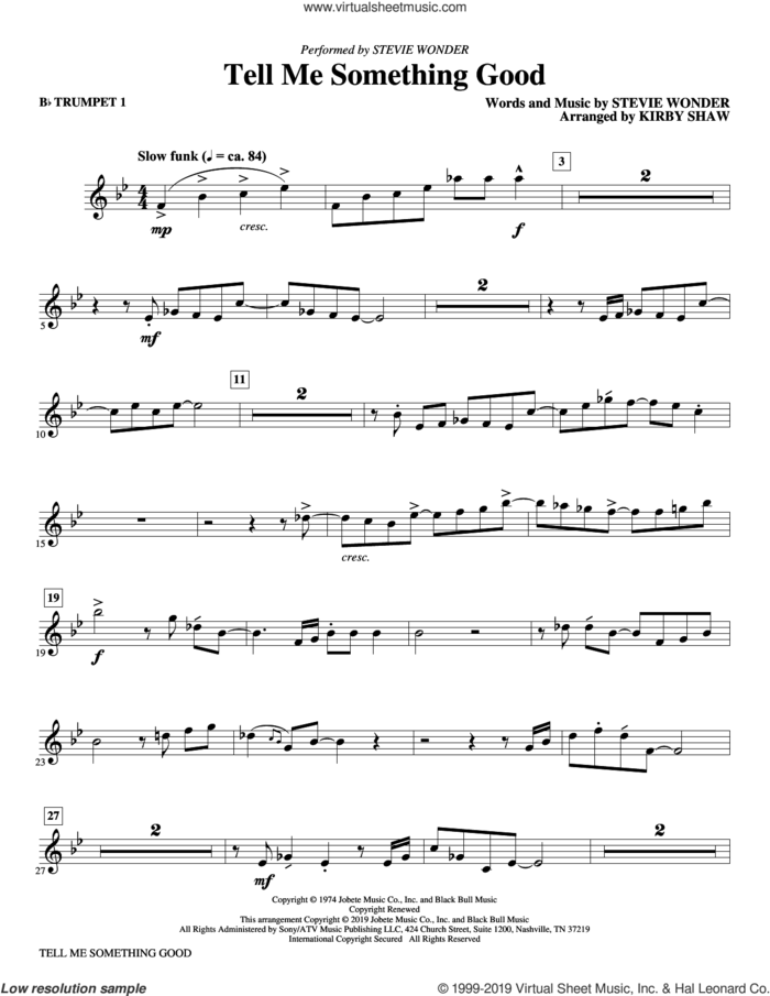 Tell Me Something Good (arr. Kirby Shaw) (complete set of parts) sheet music for orchestra/band by Kirby Shaw and Stevie Wonder, intermediate skill level