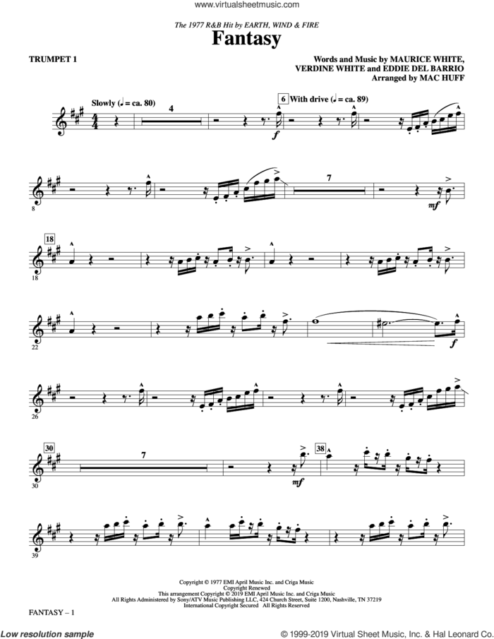Fantasy (arr. Mac Huff) (complete set of parts) sheet music for orchestra/band by Mac Huff, Earth, Wind & Fire, Eddie Del Barrio, Maurice White and Verdine White, intermediate skill level