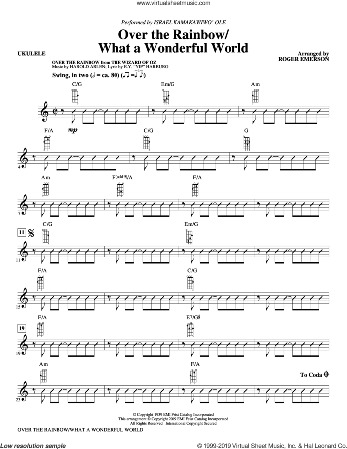 Over the Rainbow/What a Wonderful World (arr. Roger Emerson) (complete set of parts) sheet music for orchestra/band by Roger Emerson, Bob Thiele, E.Y. Harburg, George David Weiss and Harold Arlen, intermediate skill level