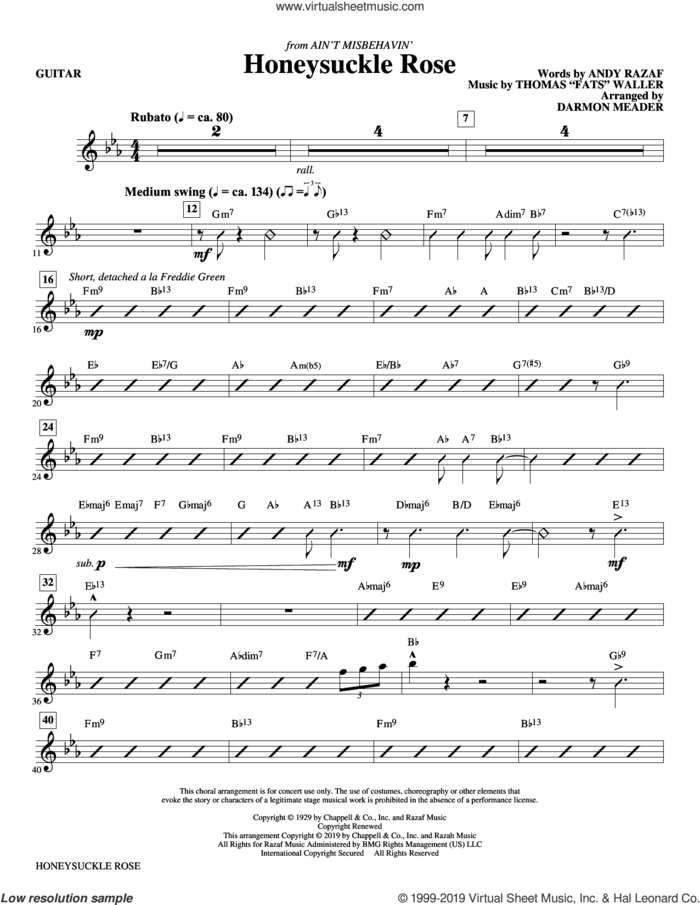 Honeysuckle Rose (arr. Darmon Meader) (complete set of parts) sheet music for orchestra/band by Andy Razaf, Darmon Meader, Django Reinhardt and Thomas Waller, intermediate skill level