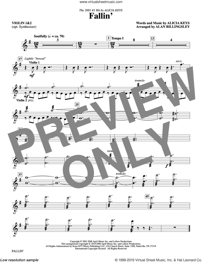 Fallin' (arr. Alan Billingsley) (complete set of parts) sheet music for orchestra/band by Alan Billingsley and Alicia Keys, intermediate skill level