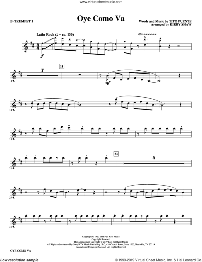 Oye Como Va (arr. Kirby Shaw) (complete set of parts) sheet music for orchestra/band by Kirby Shaw, Carlos Santana and Tito Puente, intermediate skill level
