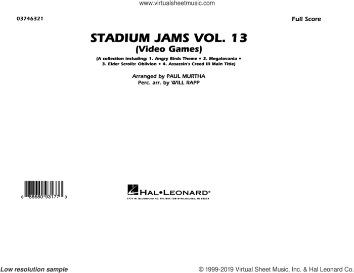 Stadium Jams Volume 13 (Video Games) (COMPLETE) sheet music for marching band by Paul Murtha, Paul Murtha & Will Rapp and Will Rapp, intermediate skill level