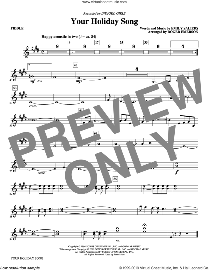 Your Holiday Song (arr. Roger Emerson) (complete set of parts) sheet music for orchestra/band by Roger Emerson, Emily Saliers and Indigo Girls, intermediate skill level