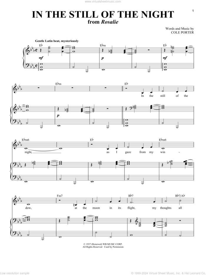 In The Still Of The Night sheet music for voice and piano (Soprano) by Cole Porter and Richard Walters, intermediate skill level