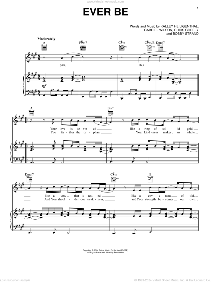 Ever Be sheet music for voice, piano or guitar by Bethel Music, Bobby Strand, Chris Greely, Gabriel Wilson and Kalley Heiligenthal, intermediate skill level