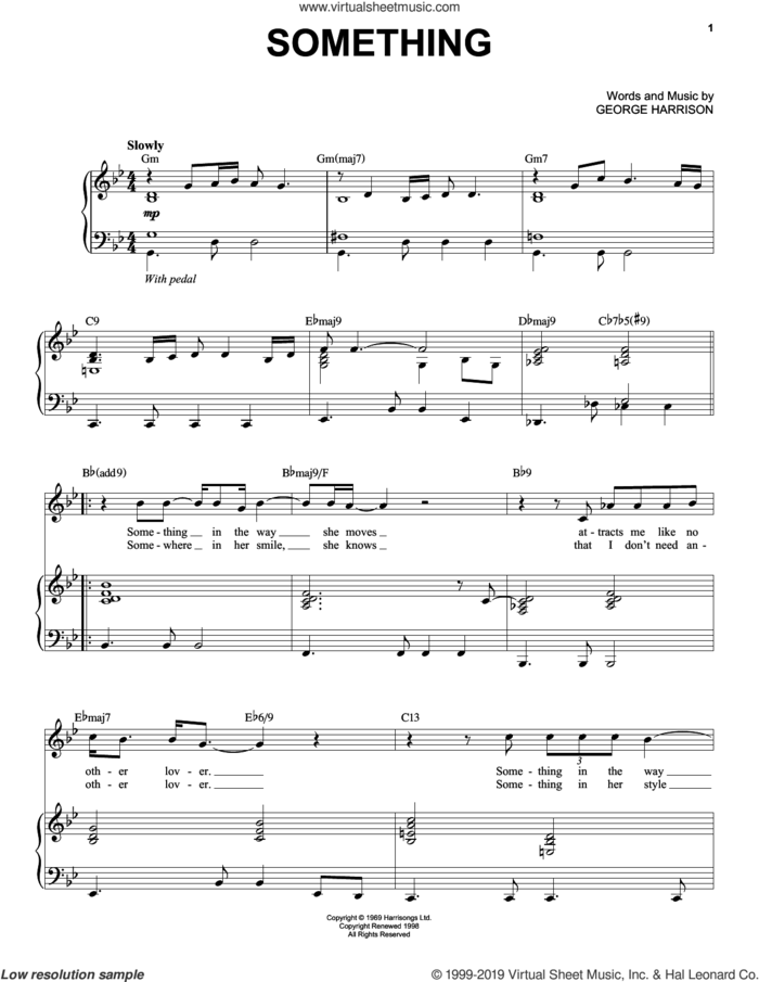 Something sheet music for voice and piano by Tony Bennett and George Harrison, intermediate skill level