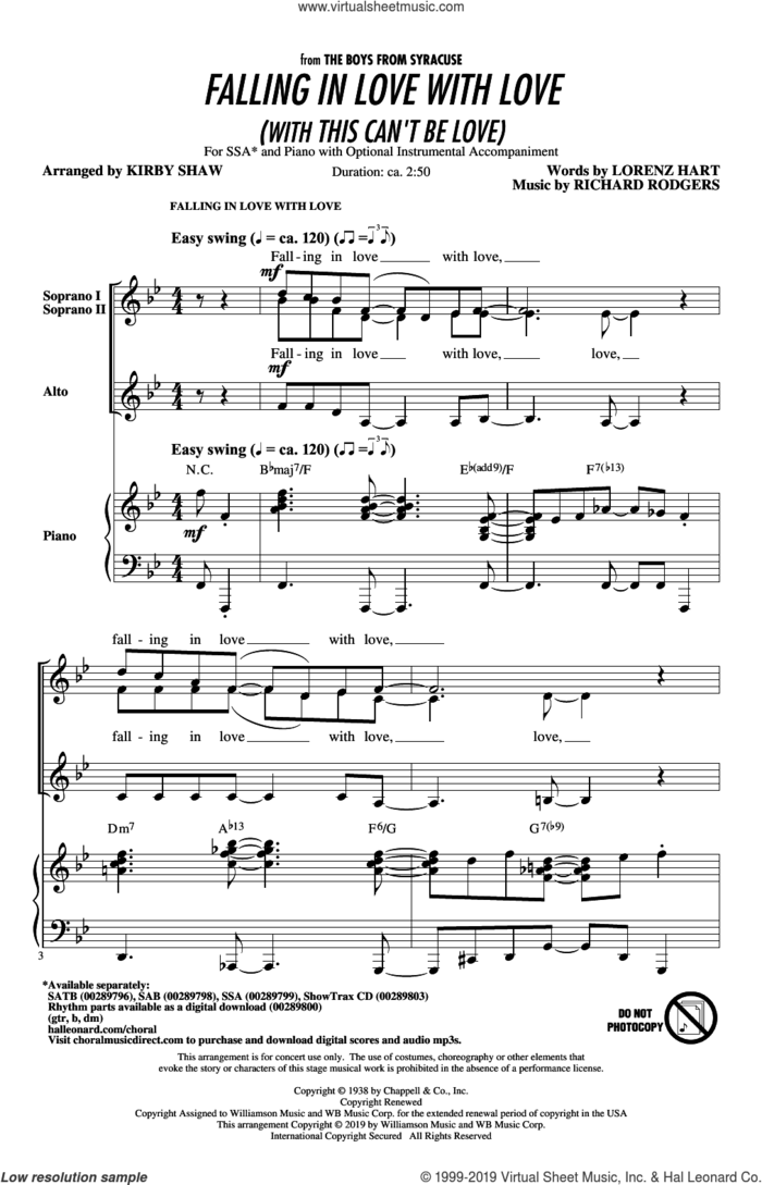 Falling In Love With Love (with This Can't Be Love) (arr. Kirby Shaw) sheet music for choir (SSA: soprano, alto) by Rodgers & Hart, Kirby Shaw, Lorenz Hart and Richard Rodgers, intermediate skill level