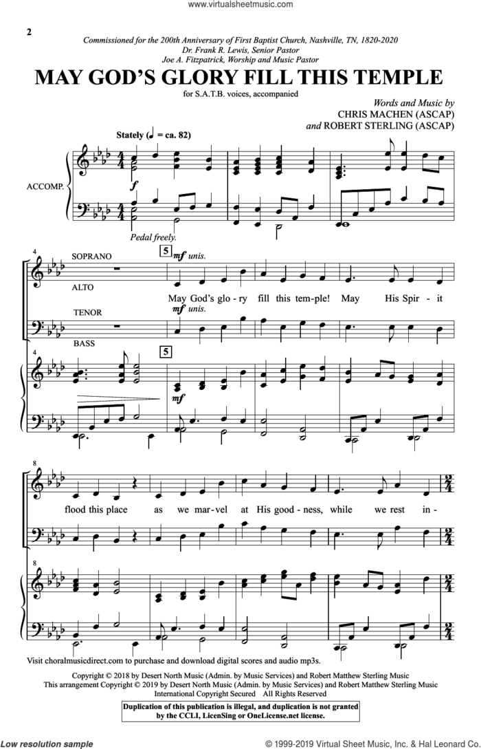 May God's Glory Fill This Temple sheet music for choir (SATB: soprano, alto, tenor, bass) by Robert Sterling and Chris Machen, intermediate skill level