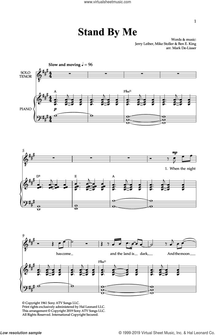 Stand By Me (Royal Wedding Version) (arr. Mark De-Lisser) sheet music for choir (SATB: soprano, alto, tenor, bass) by Mike Stoller, Mark De-Lisser, Ben E. King and Jerry Leiber, intermediate skill level