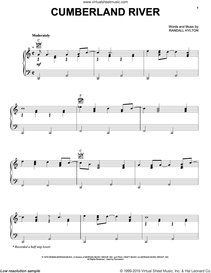 Cumberland River sheet music for voice, piano or guitar by Dailey & Vincent and Randall Hylton, intermediate skill level