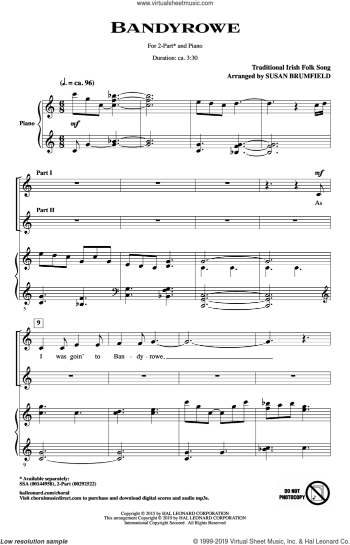 Bandyrowe (arr. Susan Brumfield) sheet music for choir (2-Part) by Traditional Irish Folksong and Susan Brumfield, intermediate duet