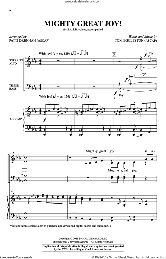 Mighty Great Joy! (arr. Patti Drennan) sheet music for choir (SATB: soprano, alto, tenor, bass) by Tom Eggleston and Patti Drennan, intermediate skill level