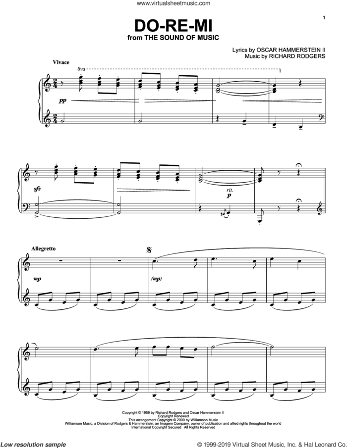 Do-Re-Mi (from The Sound of Music) (arr. Phillip Keveren) sheet music for piano solo by Rodgers & Hammerstein, Phillip Keveren, Oscar II Hammerstein and Richard Rodgers, intermediate skill level