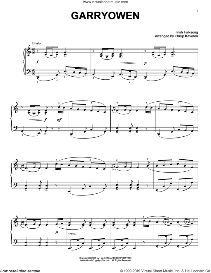 Garryowen (arr. Phillip Keveren) sheet music for piano solo by Phillip Keveren and Miscellaneous, intermediate skill level