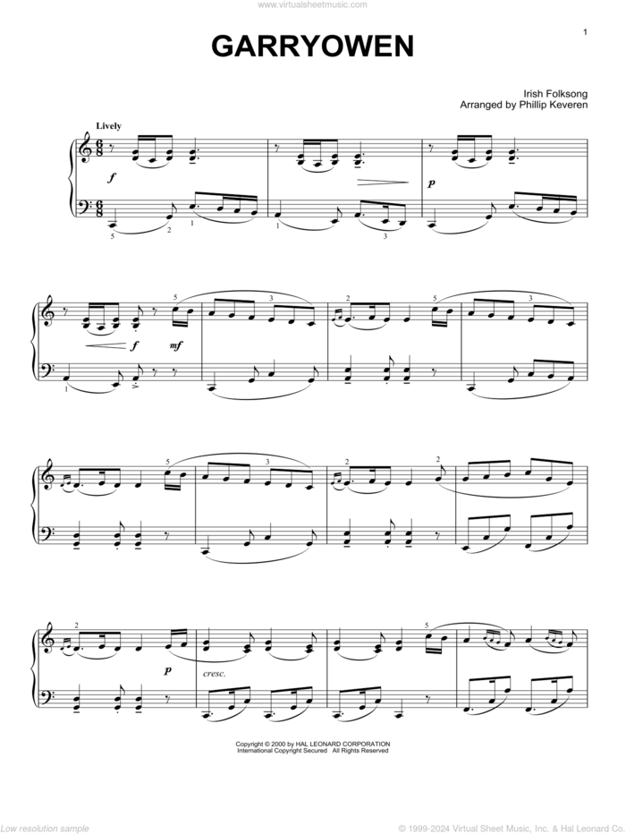 Garryowen (arr. Phillip Keveren) sheet music for piano solo by Phillip Keveren and Miscellaneous, intermediate skill level