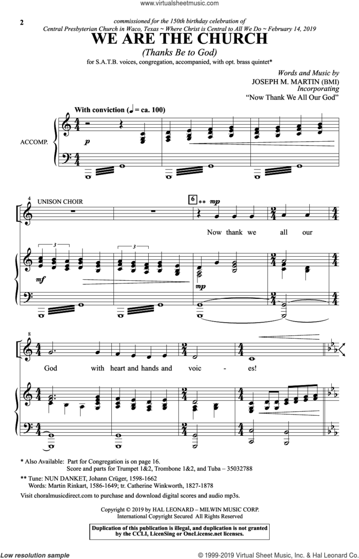 We Are The Church (Thanks Be To God) sheet music for choir (SATB: soprano, alto, tenor, bass) by Joseph M. Martin, intermediate skill level