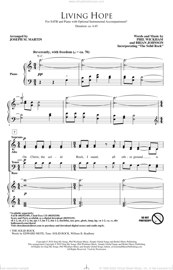 Living Hope (arr. Joseph M. Martin) sheet music for choir (SATB: soprano, alto, tenor, bass) by Phil Wickham, Joseph M. Martin and Brian Johnson, intermediate skill level