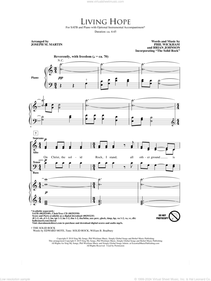 Living Hope (arr. Joseph M. Martin) sheet music for choir (SATB: soprano, alto, tenor, bass) by Phil Wickham, Joseph M. Martin and Brian Johnson, intermediate skill level