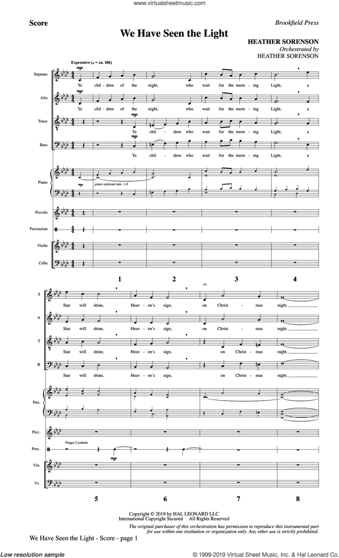 We Have Seen the Light (COMPLETE) sheet music for orchestra/band by Heather Sorenson, intermediate skill level