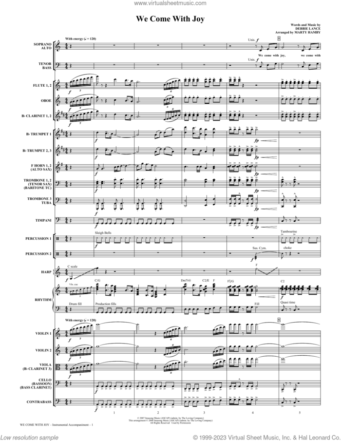 We Come with Joy (arr. Marty Hamby) (COMPLETE) sheet music for orchestra/band by Marty Hamby, Danny & Debbie Lance, Danny Lance and Debbie Lance, intermediate skill level