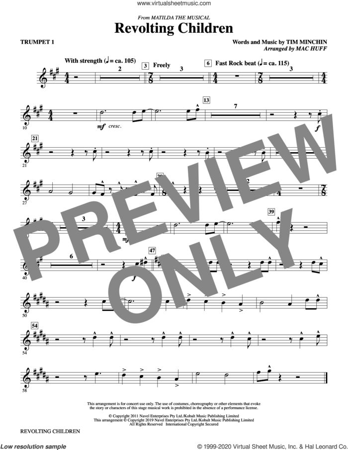 Revolting Children (from Matilda: The Musical) (arr. Mac Huff) (complete set of parts) sheet music for orchestra/band by Mac Huff and Tim Minchin, intermediate skill level