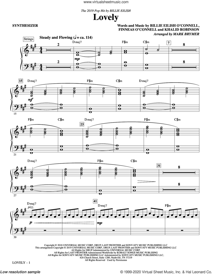 Lovely (from 13 Reasons Why) (arr. Mark Brymer) (complete set of parts) sheet music for orchestra/band by Mark Brymer, Billie Eilish, Billie Eilish & Khalid and Khalid Robinson, intermediate skill level