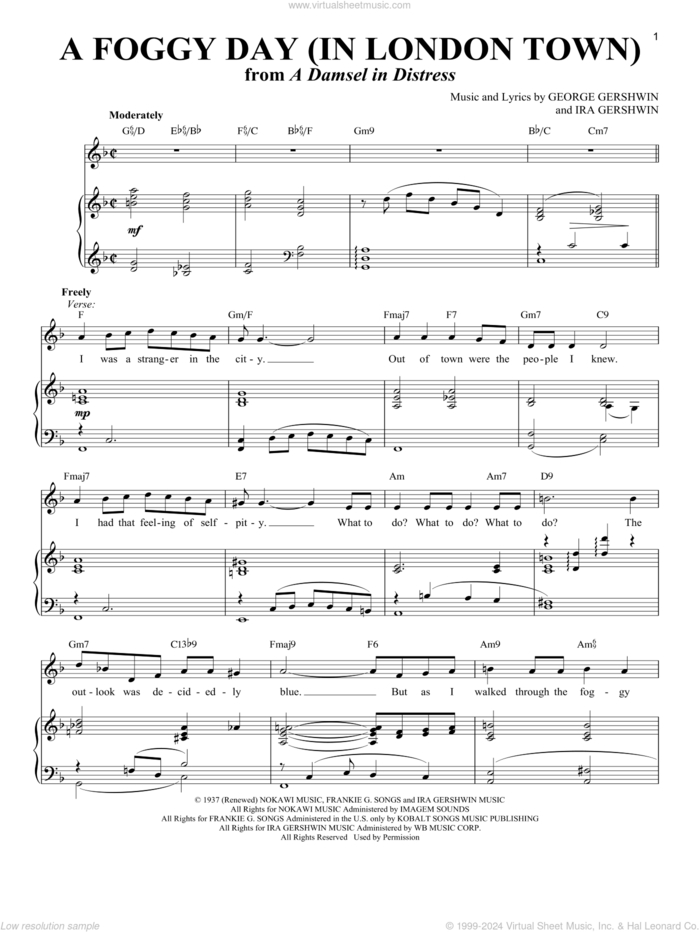 A Foggy Day (In London Town) sheet music for voice and piano (Soprano) by George Gershwin, Richard Walters and Ira Gershwin, intermediate skill level