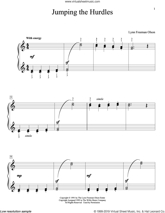 Jumping The Hurdles sheet music for piano solo (elementary) by Lynn Freeman Olson and William Gillock (ed.), beginner piano (elementary)