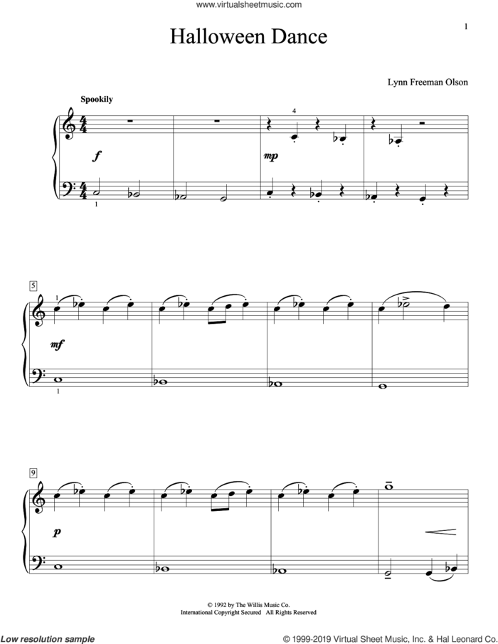 Halloween Dance sheet music for piano solo (elementary) by Lynn Freeman Olson and William Gillock (ed.), beginner piano (elementary)