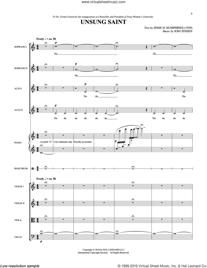 Unsung Saint (COMPLETE) sheet music for orchestra/band by Joni Jensen, intermediate skill level