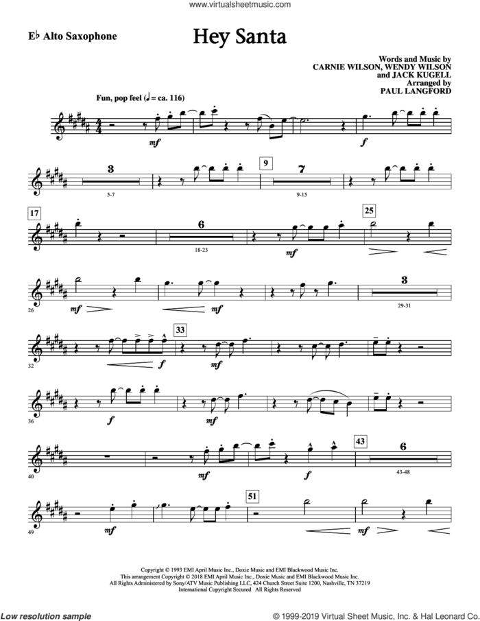 Hey Santa (arr. Paul Langford) (complete set of parts) sheet music for orchestra/band by Paul Langford, Carnie & Wendy Wilson, Carnie Wilson, Jack Kugell and Wendy Wilson, intermediate skill level