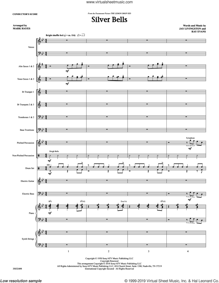 Silver Bells (arr. Mark Hayes) (COMPLETE) sheet music for orchestra/band by Mark Hayes, Jay Livingston, Jay Livingston & Ray Evans and Ray Evans, intermediate skill level
