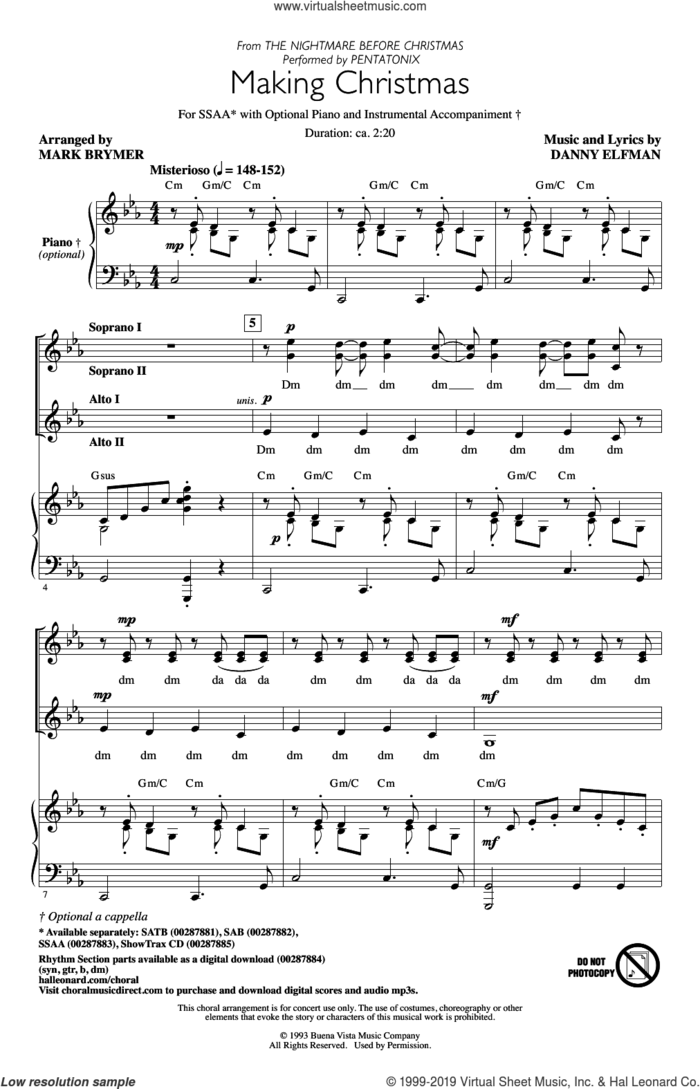 Making Christmas (from The Nightmare Before Christmas) (arr. Mark Brymer) sheet music for choir (SSA: soprano, alto) by Pentatonix, Mark Brymer and Danny Elfman, intermediate skill level