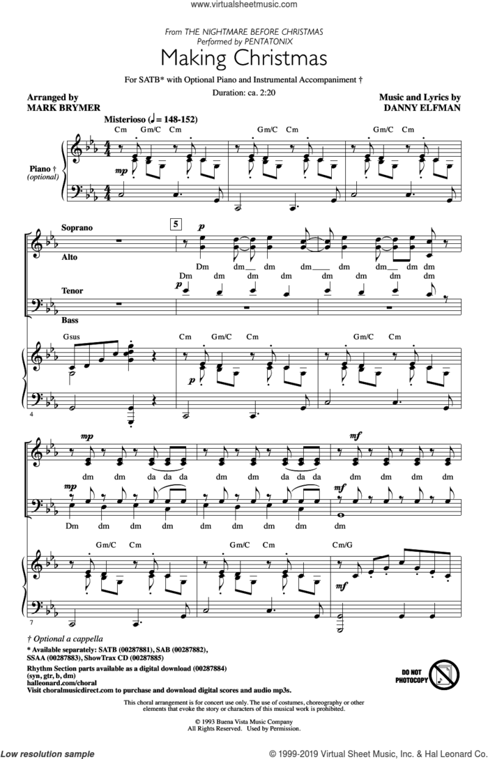 Making Christmas (from The Nightmare Before Christmas) (arr. Mark Brymer) sheet music for choir (SATB: soprano, alto, tenor, bass) by Pentatonix, Mark Brymer and Danny Elfman, intermediate skill level
