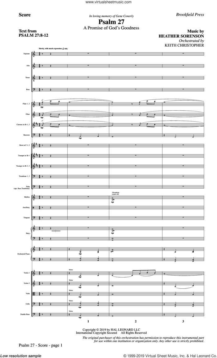 Psalm 27 (COMPLETE) sheet music for orchestra/band by Heather Sorenson and Psalm 27, intermediate skill level