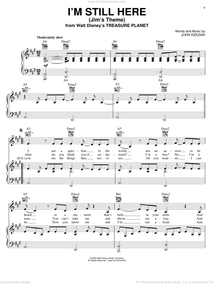 I'm Still Here (Jim's Theme) sheet music for voice, piano or guitar by John Rzeznik, intermediate skill level