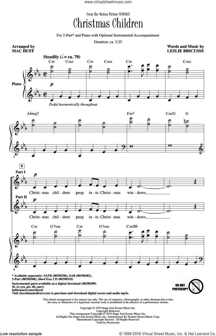 Christmas Children (from Scrooge) (arr. Mac Huff) sheet music for choir (2-Part) by Leslie Bricusse and Mac Huff, intermediate duet