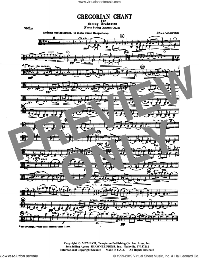 Gregorian Chant for String Orchestra (COMPLETE) sheet music for orchestra by Paul Creston, classical score, intermediate skill level